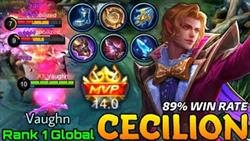 MVP 14 Points Cecilion 89% Win Rate Build - Top 1 Global Cecilion By Vaughn - Mobile Legends
