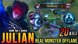 20 Kills + MANIAC!! Julian Real Monster Offlane!! - Build Top 1 Global Julian ~ MLBB
