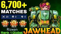 20 Kills + MVP 15,1 Points! Jawhead 6,700+ Matches! - Top 1 Global Jawhead By Rizwan - Mobile Legend
