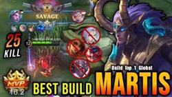 25 Kills + SAVAGE!! Martis Best Build 100% Unstoppable - Build Top 1 Global Martis ~ MLBB