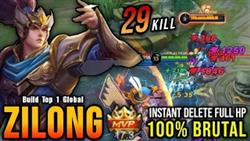 29 Kills!! 100% Brutal Zilong Instant Delete Full HP Enemy - Build Top 1 Global Zilong ~ MLBB
