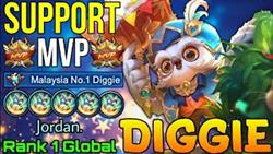 MVP Support Diggie Supreme No.1 Gameplay! - Top 1 Global Diggie By Jordan. - Mobile Legends
