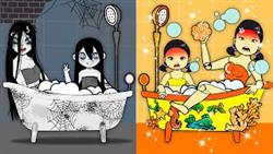 Your Mom VS My Mom - Rich Squid Game VS Poor Sadako New Home | Paper Dolls Story Animation